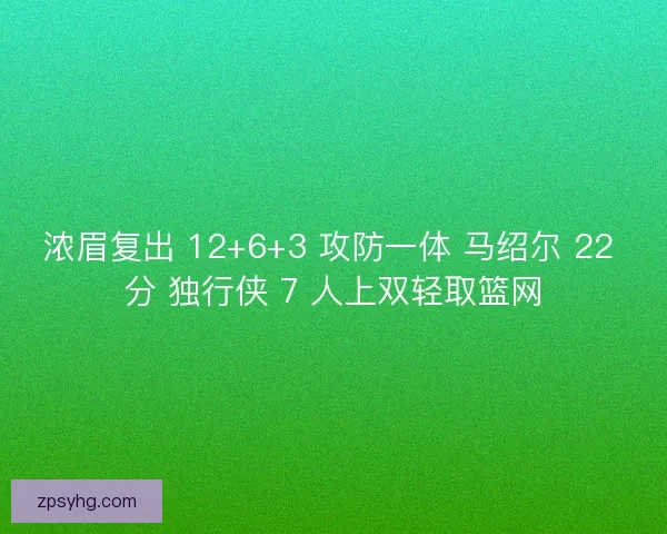 浓眉复出 12+6+3 攻防一体 马绍尔 22 分 独行侠 7 人上双轻取篮网
