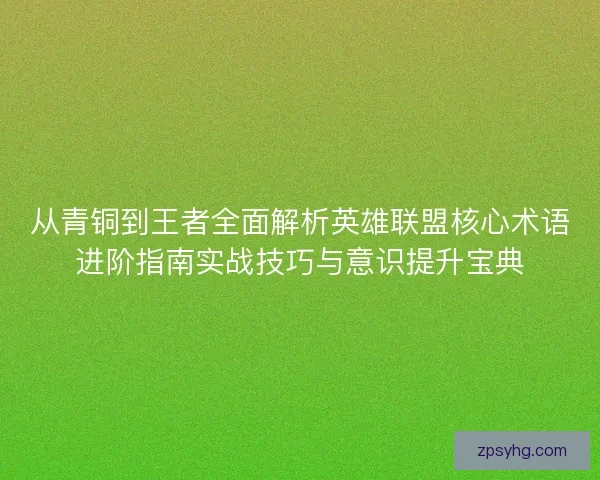 从青铜到王者全面解析英雄联盟核心术语进阶指南实战技巧与意识提升宝典