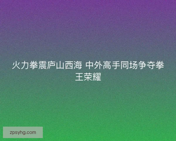 火力拳震庐山西海 中外高手同场争夺拳王荣耀