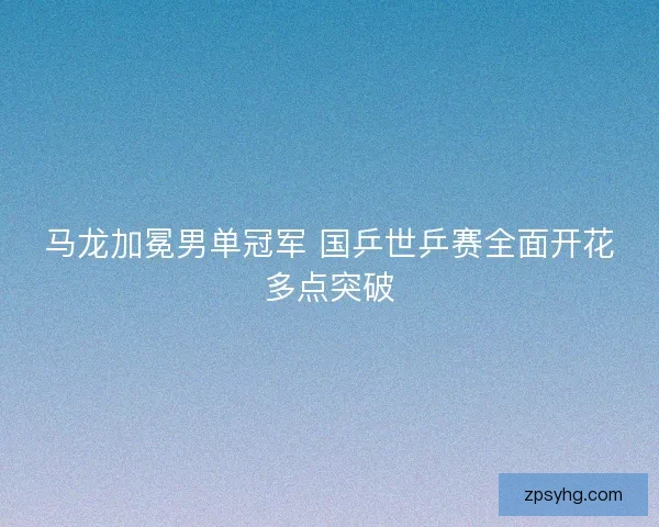 马龙加冕男单冠军 国乒世乒赛全面开花多点突破