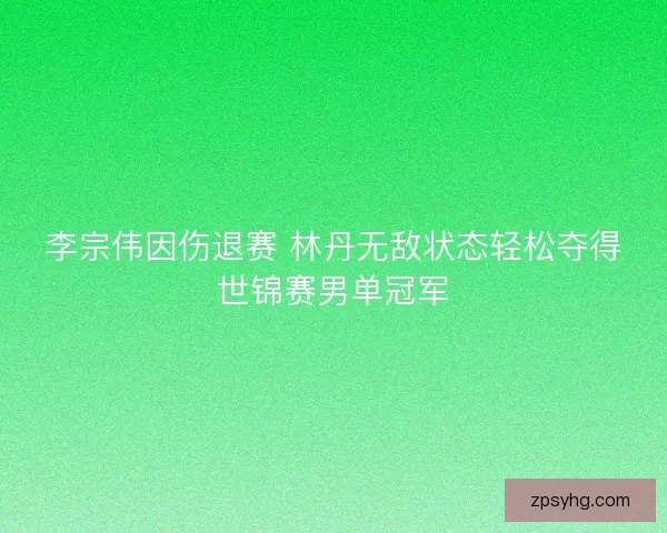 李宗伟因伤退赛 林丹无敌状态轻松夺得世锦赛男单冠军 李宗伟因伤退赛 林丹无敌状态轻松夺得世锦赛男单冠军